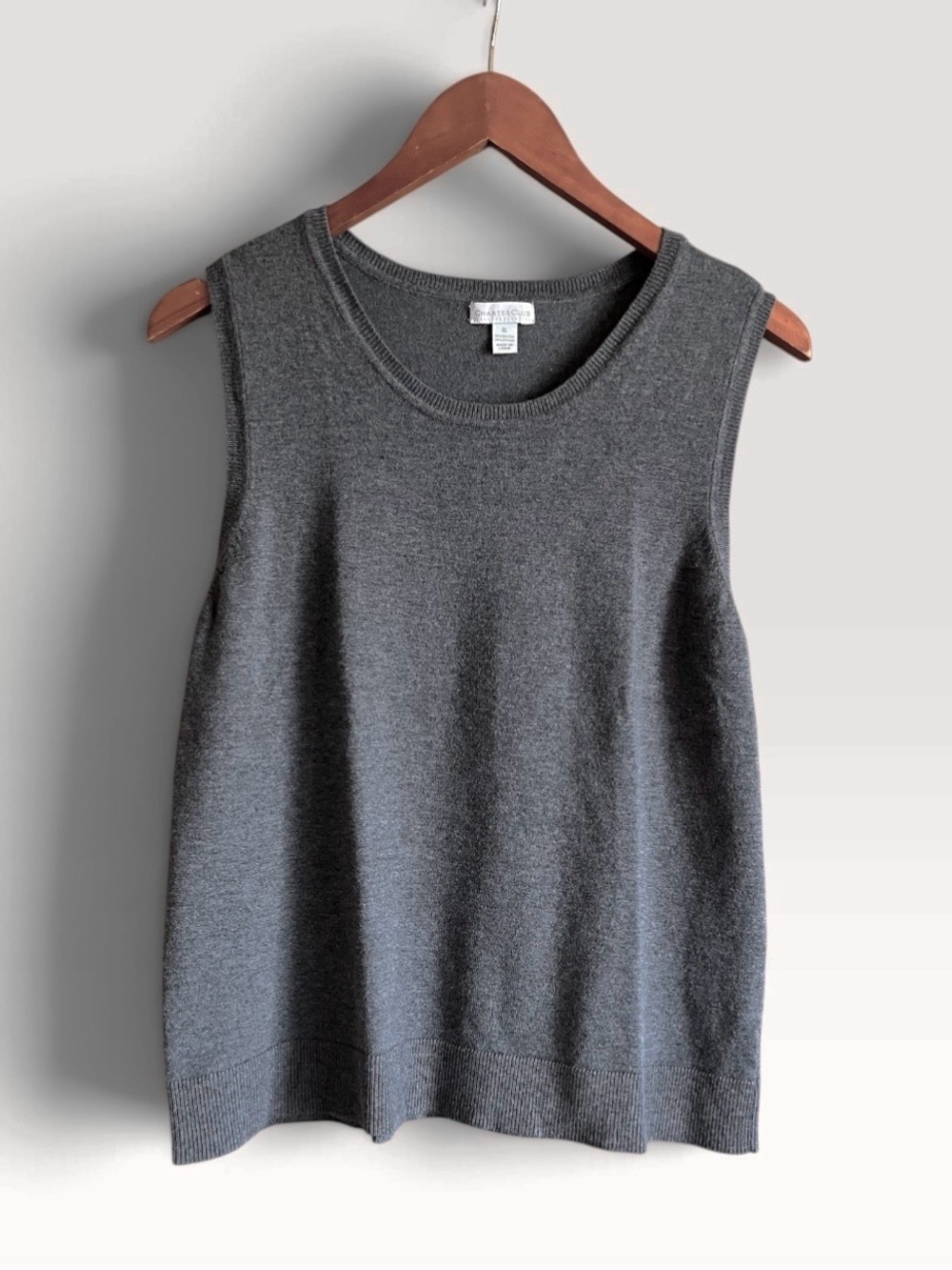 Charter Club Gray Knit Sleeveless Tank